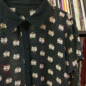 Torrid semi sheer printed button up blouse